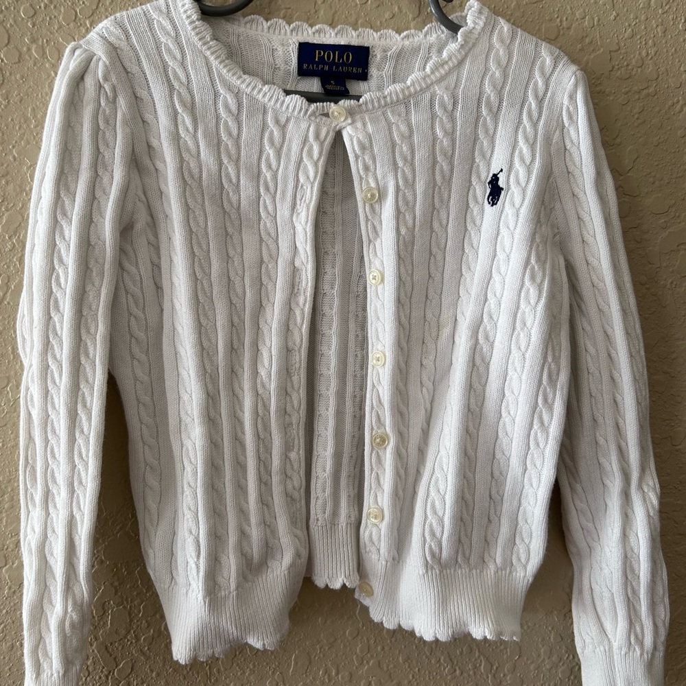 Polo Ralph Lauren White Cable Knit Cardigan